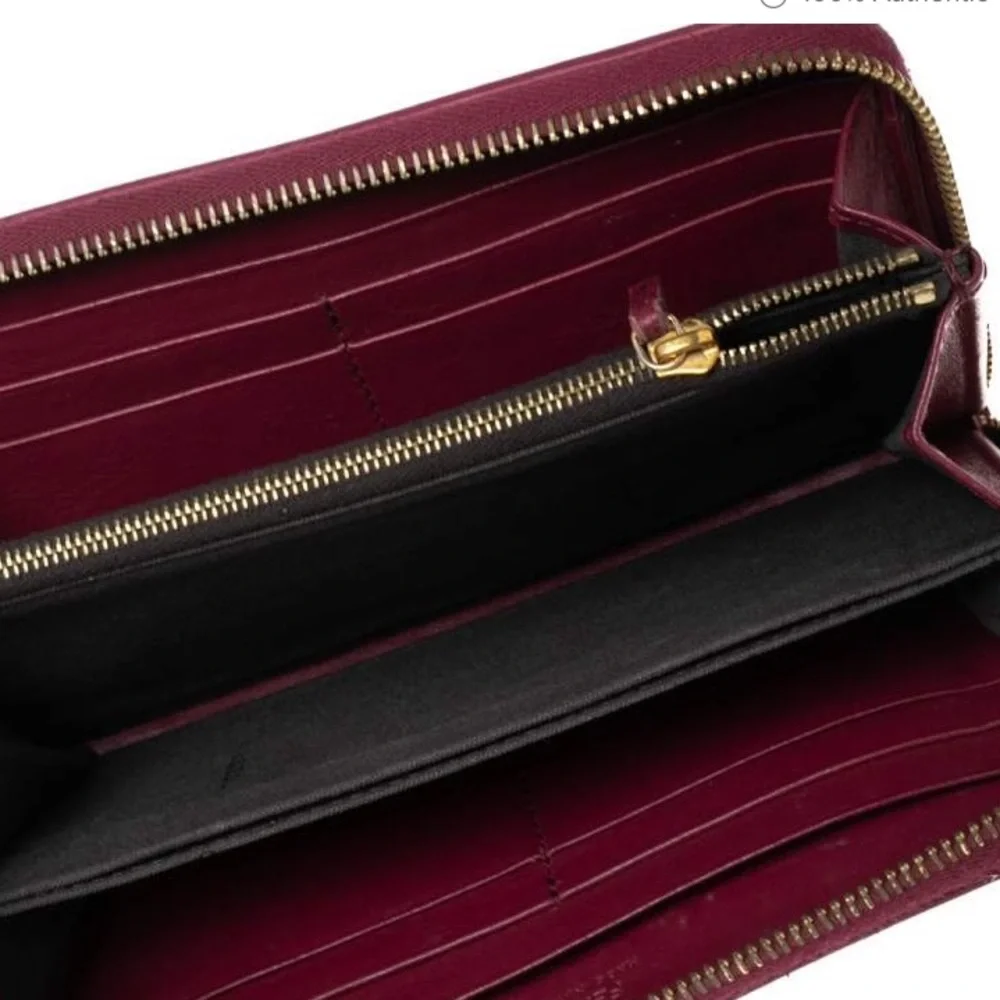 Fendi Magenta/Tobacco‎ Pequin Stripe Canvas and Zip Around Continental Wallet